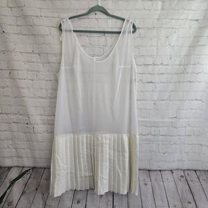 Vtg 70's Petticoat Pleated Bottom Slip Dress Midi Length Made In USA Sz 20W 40s